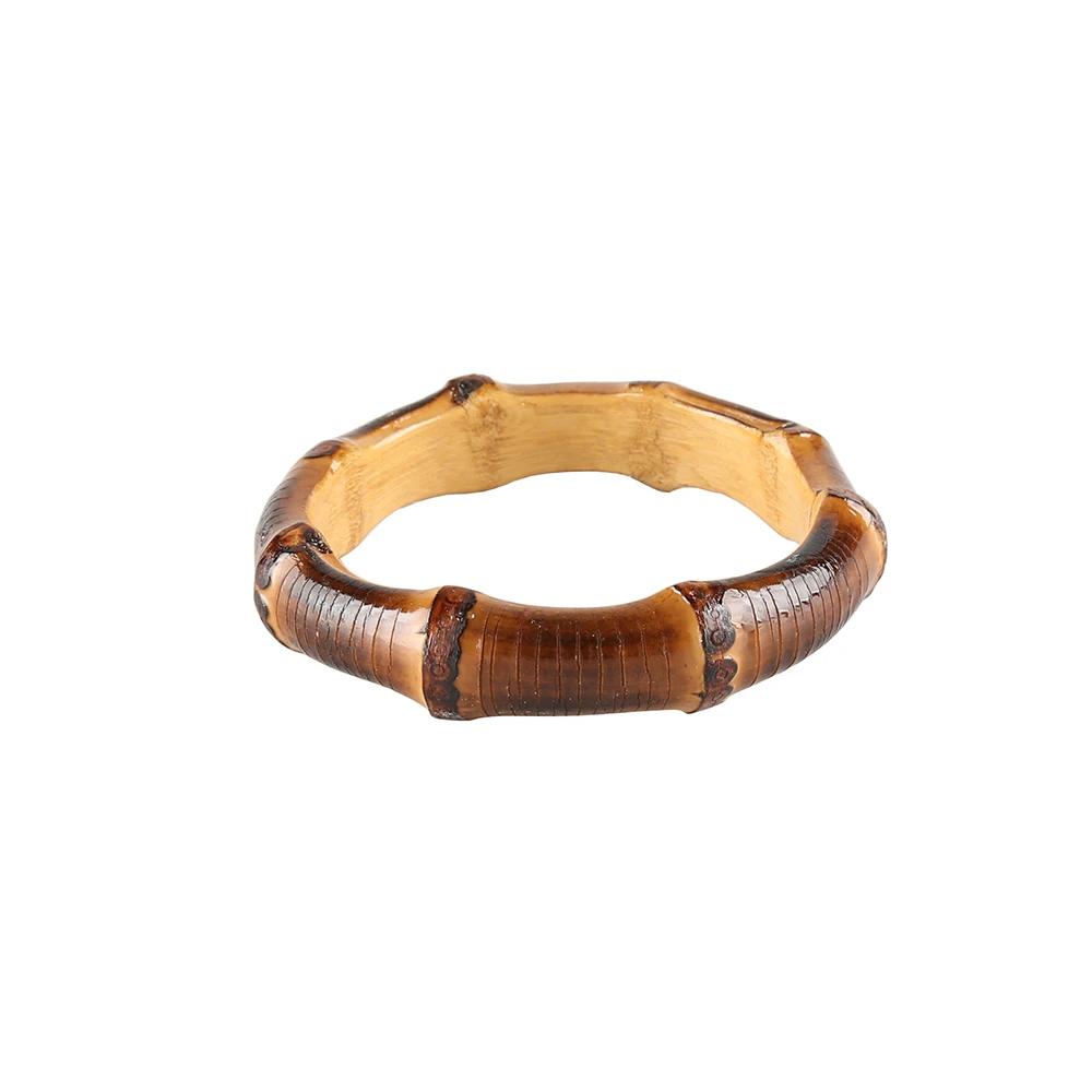 Nilerun Vintage Unique Handmade Rattan Wood Thick Real Natural Bamboo Root Bangle Unisex Bracelet for Couples Men and Women