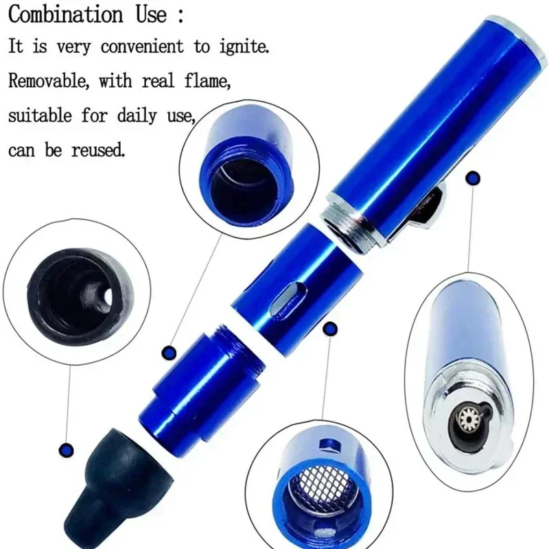 New Multifunctional Practical Metal Aluminum Alloy Aromatherapy Lighter with Pipe Mouthpiece and Accessories Small Tool（No Gas）