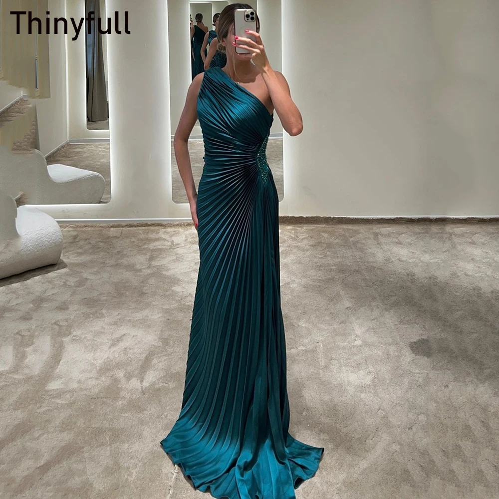 Thinyfull Mermaid One-Shoulder Prom Dress Elegant Sequines Sleeveless Saudi Arabia Evening Party Dresses Formal Occasion Gown