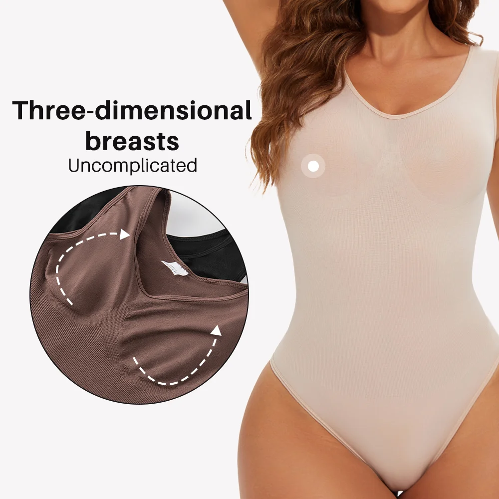 Seamless Shapewear Bodysuit for Women Body Shaper Thong Body Shaping Sculpting Breast Slimming Wide Shoulder Straps Shapers New