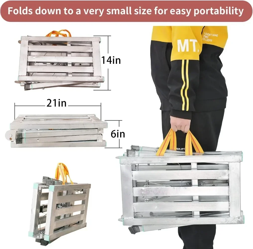 Adjustable Work Platform 400 Lb Duty Rating Steel Step Ladder Portable Folding Scaffolding Platform (100 CM)