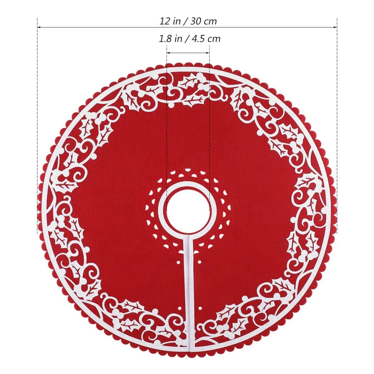 2 Pcs Christmas Tree Skirt - 12 Inches Mini Tree Skirt with Floral Border Pattern for New Year Party Xmas Decoration &LICG