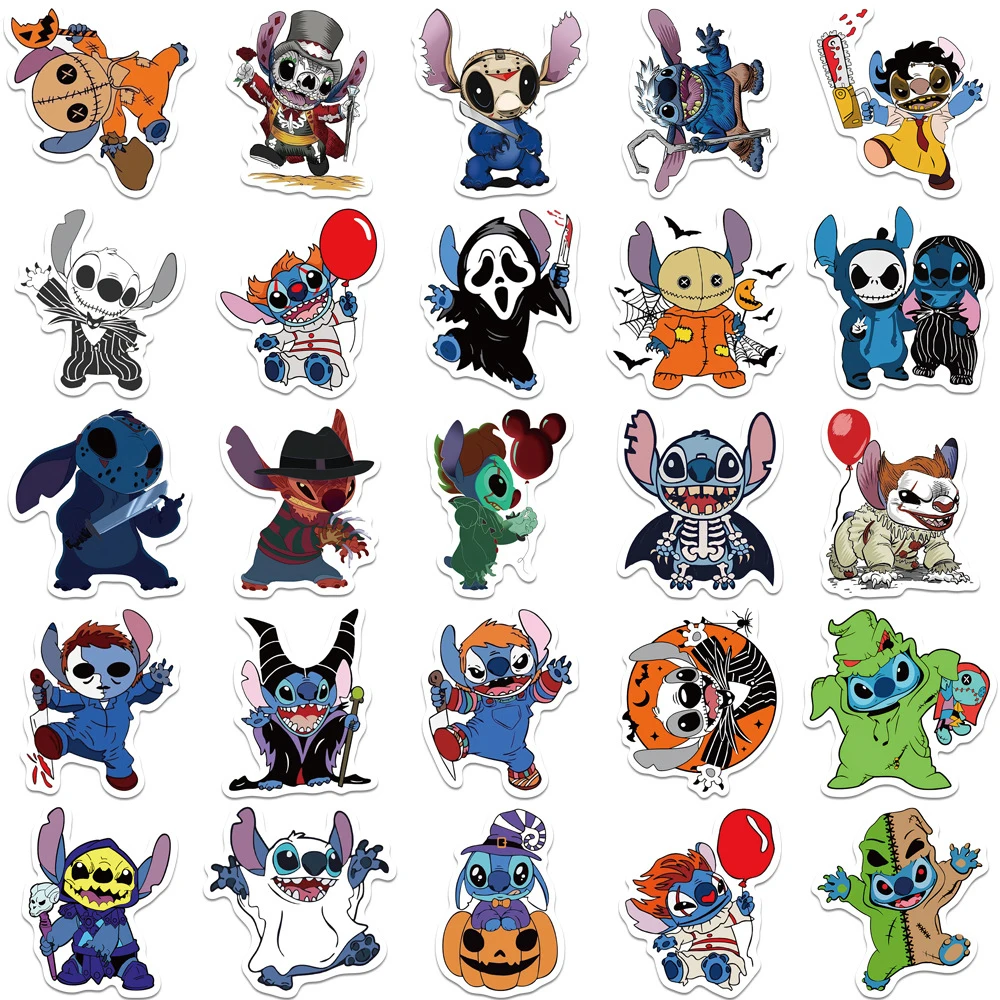 10/30/50pcs Disney Cartoon Horror Lilo & Stitch Stickers for Kids Fuuny Anime Decal Waterproof Graffiti Laptop Bike Cool Sticker