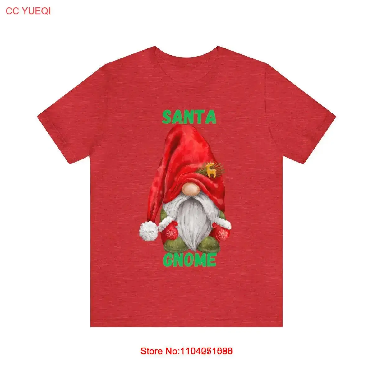 Santa Gnome Deer Snow Flakes Christmas Tshirt Unisex Jersey Short Sleeve Tee