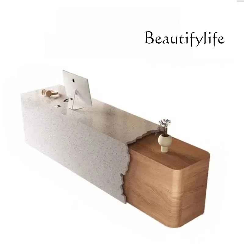 بواسطة L شكل مكتب الاستقبال مكتب الاستقبال التصميم الحديث صالون تجميل مكاتب الاستقبال عيادة الخشب Mostrador دي Tienda الأثاث