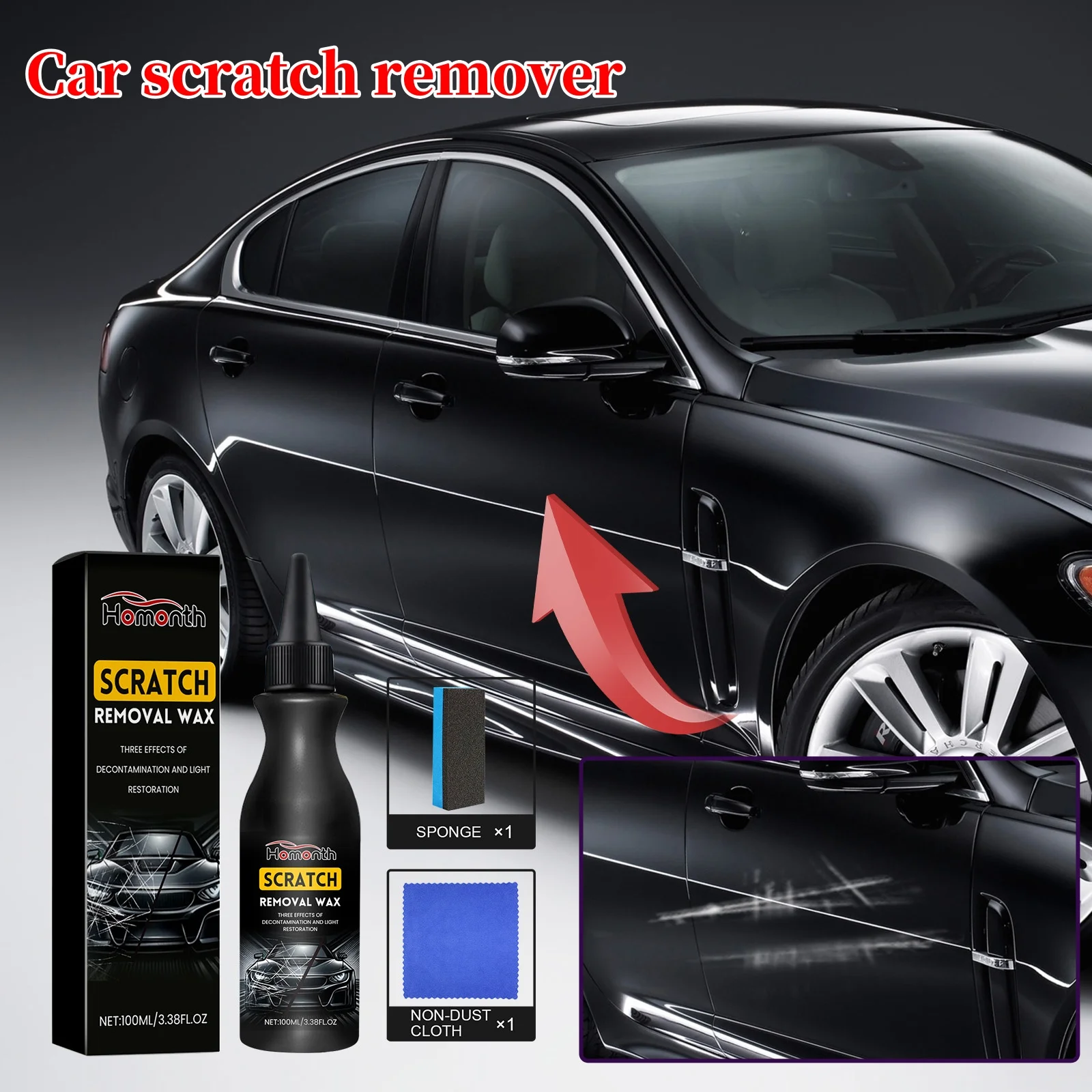 

Homonth Car Scratch Recovery Wax Car Paint Scratch Wax Car Scratch Wax Sponge Set Suitable For All Vehicle Paint Care 100ML