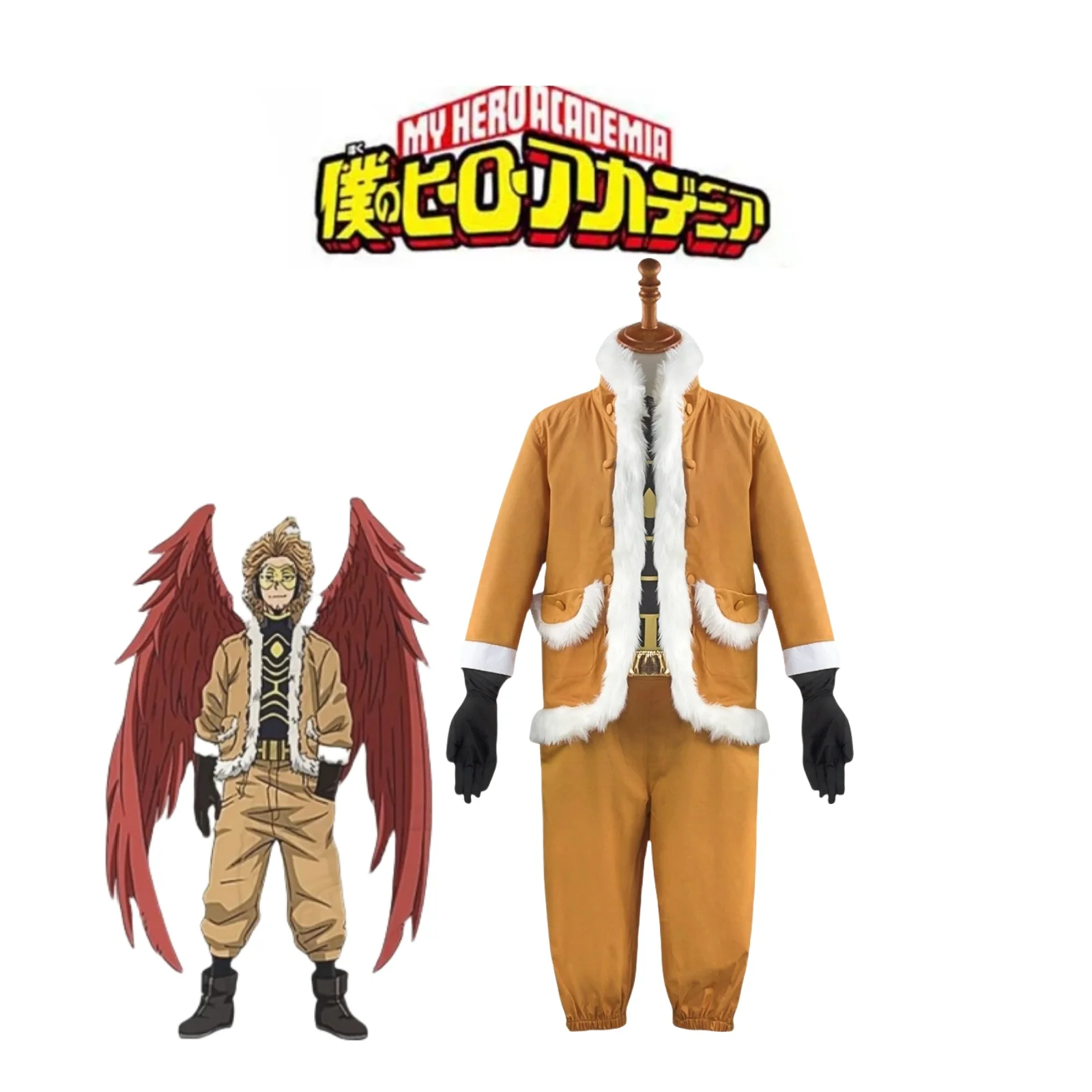 Halloween Carnival wig My Hero Academy Hawks Cosplay Costume Takami Keigo Uniform Suit Wing Hero Outfit