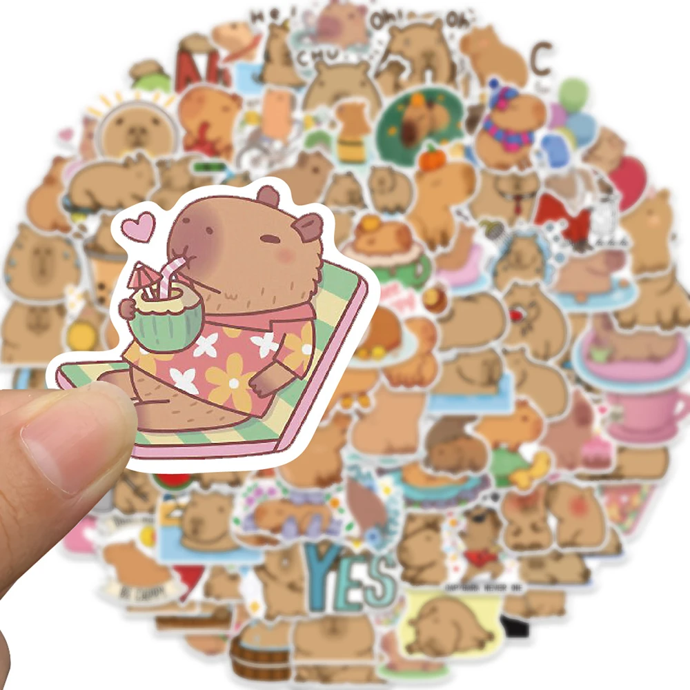 10/30/50/100pcs paffuto capibara Cartoon Cute Brown Animal Graffiti Stickers decalcomanie estetiche diario del computer portatile adesivo di cancelleria per auto