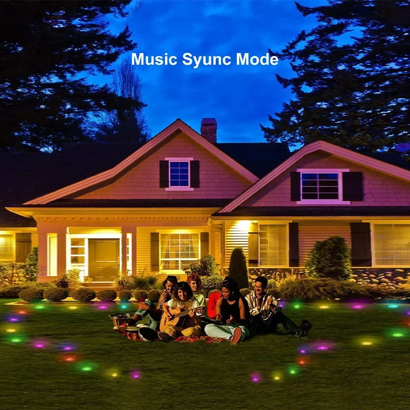 Novas luzes LED montadas no solo com WiFi para visualização de gramados, jardins de acampamento ao ar livre e luzes de gramado para pátios