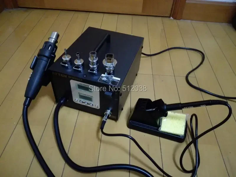 HOT AIR GUN SOLDERING REWORK SMD STATION AT8502D 2in1 4 Nozzles LCD  220V