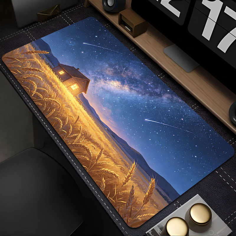 Purple Mouse Pad Smooth Office Desk Mats Large Gaming Accessories Anime Starry Sky Night Scene MousePads Game Laptop Desk Mat