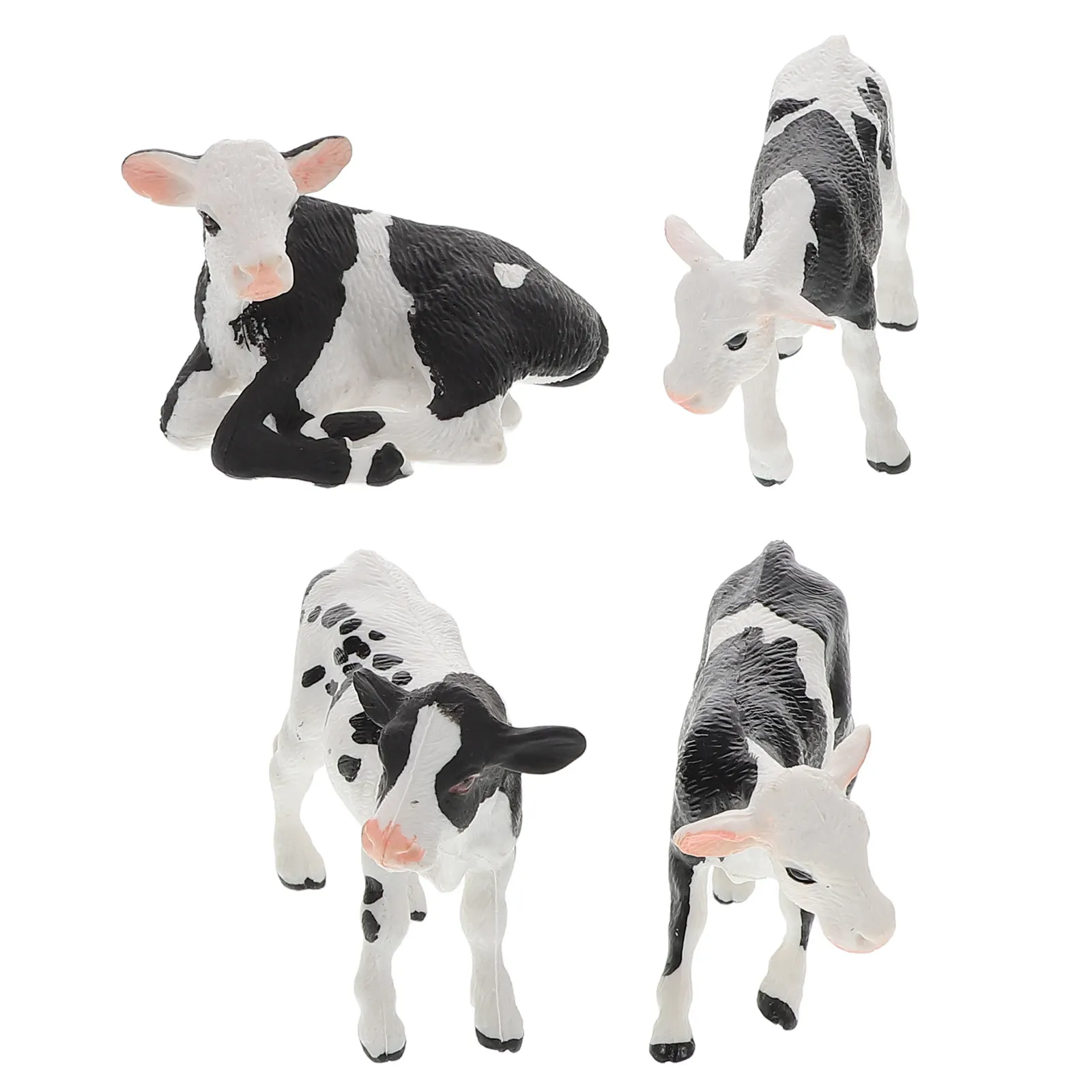 

4Pcs Detailed Cow Calf Animal Simulation Models for Children Early Learning Farm Education Safe Miniatures Desk Bookshelf