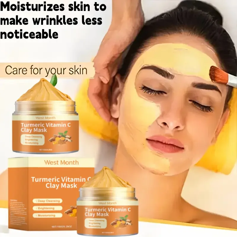 Mascarilla de arcilla vitaminaC de cúrcuma, limpieza Facial profunda, mejora las manchas oscuras, cuidado hidratante de la piel, reafirma el tono de la piel, 1/3/5 Uds.