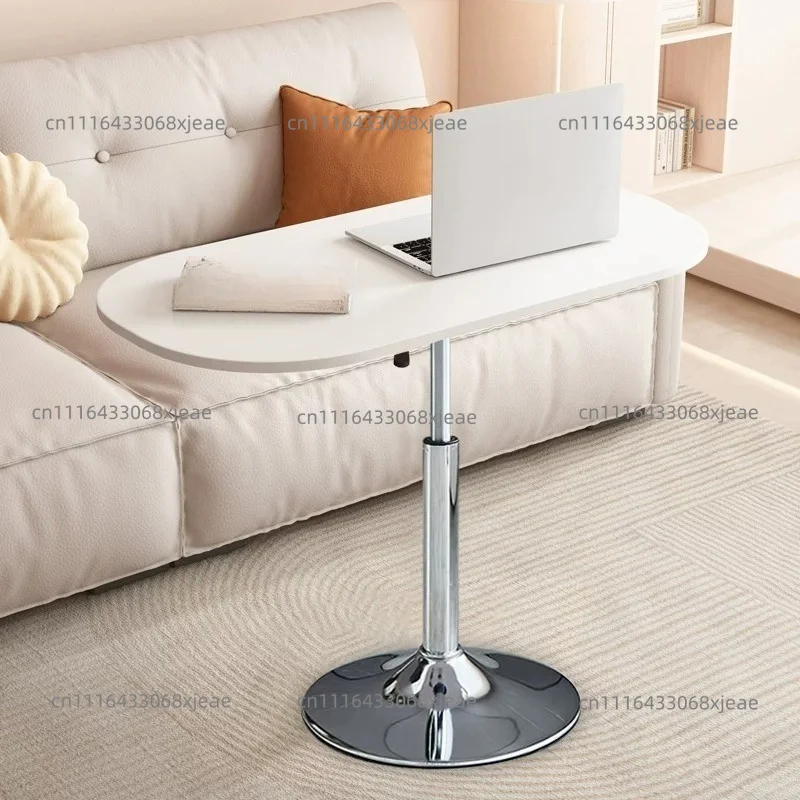 Adjustable Height Rolling Movable Side Table Marble Top Multi Purpose Small Desk For Living Room Sofa Laptop