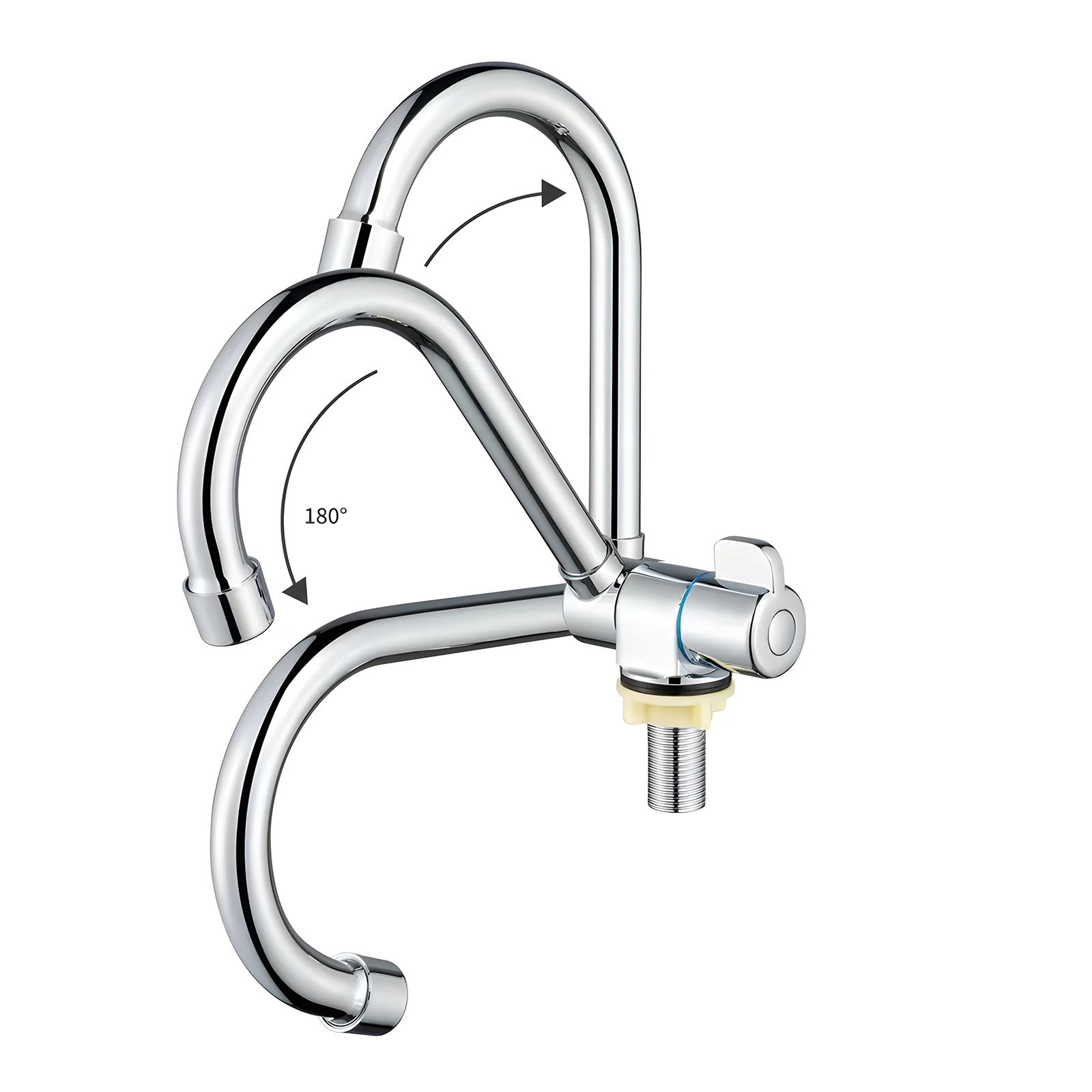 Folding Kitchen Faucets Chrome Plated Brass 360 Degrees Rotation Folding for Inside Window G1/2 Thread Single Handle Cold Water