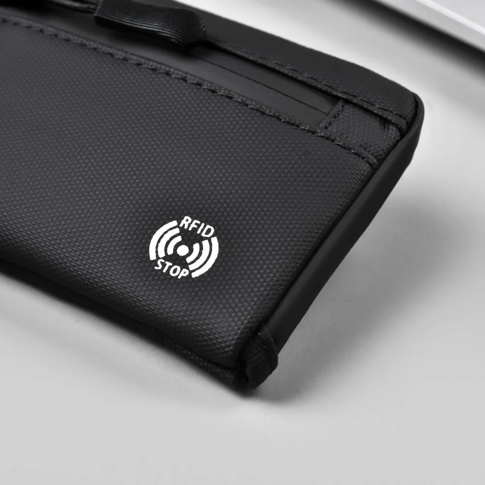 Portable RFID Blocking Rfid Credit Card Holder Anti-Theft Zipper Men Wallets Multi-Compartment Nylon Zipper Coin Purse