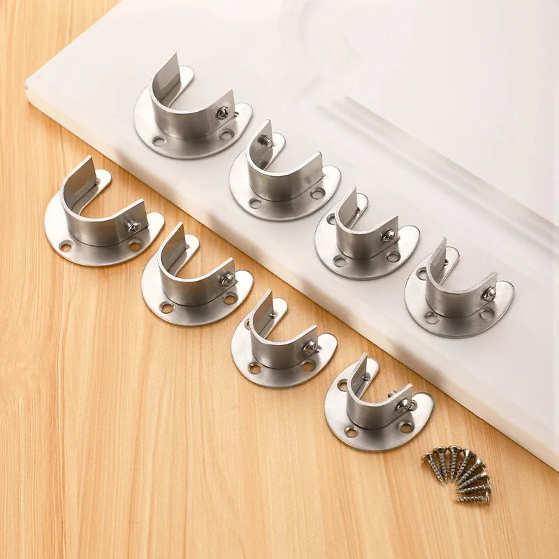 Thickened stainless steel open flange seat clothes kitchen cabinet clothes rod seat balcony stainless steel round tube seats