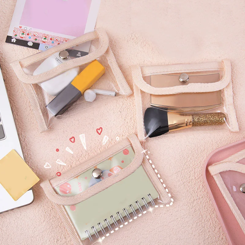 Bolsa de almacenamiento de cosméticos pequeña transparente para mujer, bolso de Pvc a la moda para lápiz labial, llaves, auriculares electrónicos,