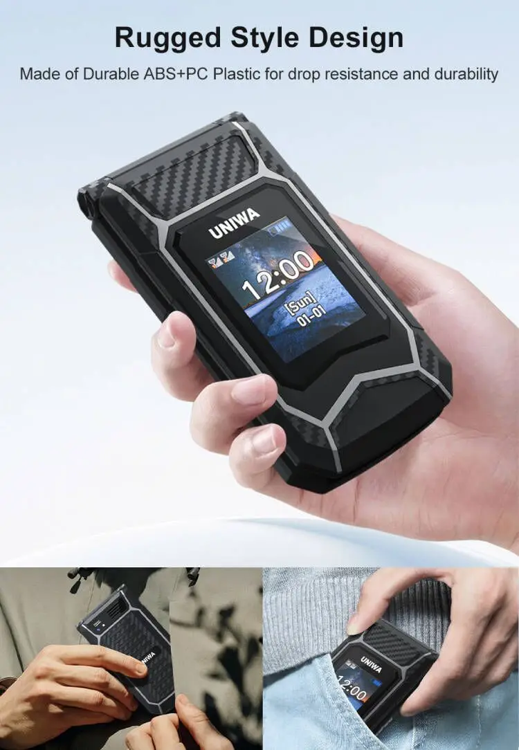 UNIWA X29 Old Man 2G Flip Mobile Phone GSM Senior Big Push Button Flip Phone Dual Sim FM Radio Russian Arabic Keyboard Cellphone
