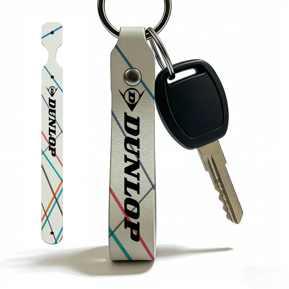 For Dunlop High Quality PU Leather Moto Keychain Vintage Style Key Pendant For Scooter Motocross