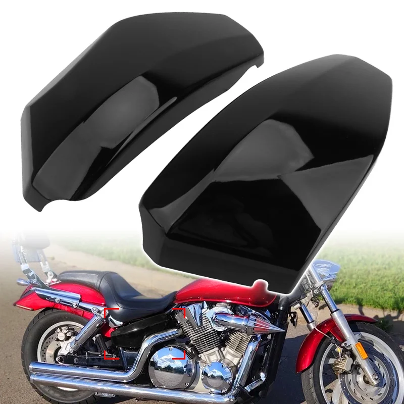 غطاء هدية للبطارية الجانبية ABS للدراجات النارية كروم أسود لهوندا VTX 1300 VTX1300 2003 2004 2005 2006 2007 2008 2009 #2