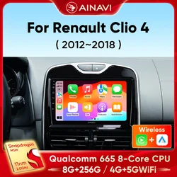 Ainavi Car Radio For Renault Clio 4 2012 - 2018 Wireless Carplay Android Auto Multimedia Player Stereo 2Din 4G Wifi DSP