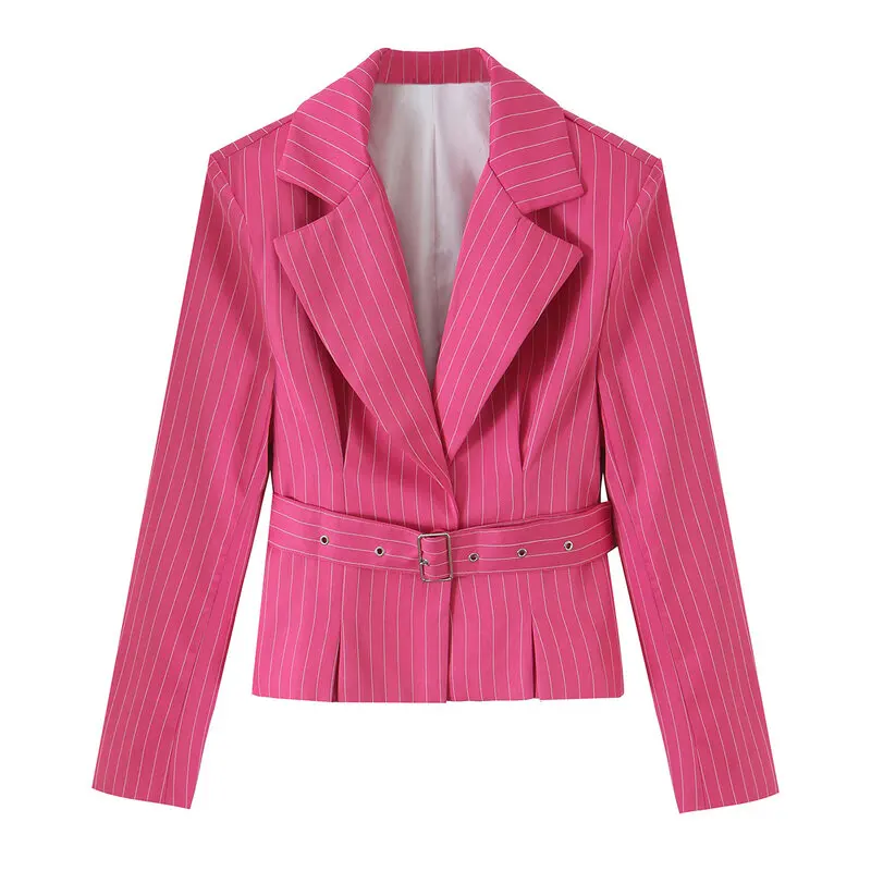 2026 Autumn New Women's Commuter Stripe Suit Jacket Versatile Design Short Outerwear Fashionable Business Casual Style