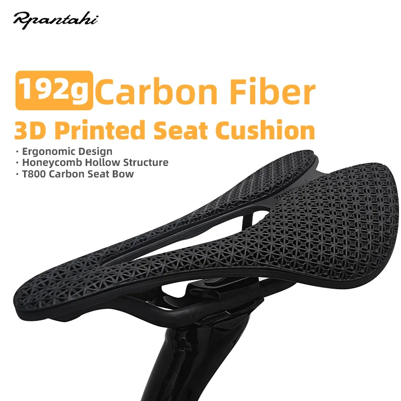 RPANTAHI Bike Seat Cushion 3D Printed Road Bike Short Nose Riding Saddle  Shock Absorption Carbon Fiber Cycling Seating Parts