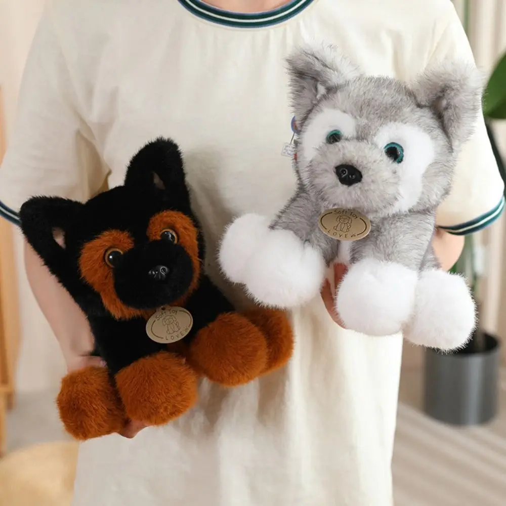 Grote oor zittende hond knuffel Wolfdog pluizige Huksy pluche pop schattig gevuld baby hond kussen kamer decoratie