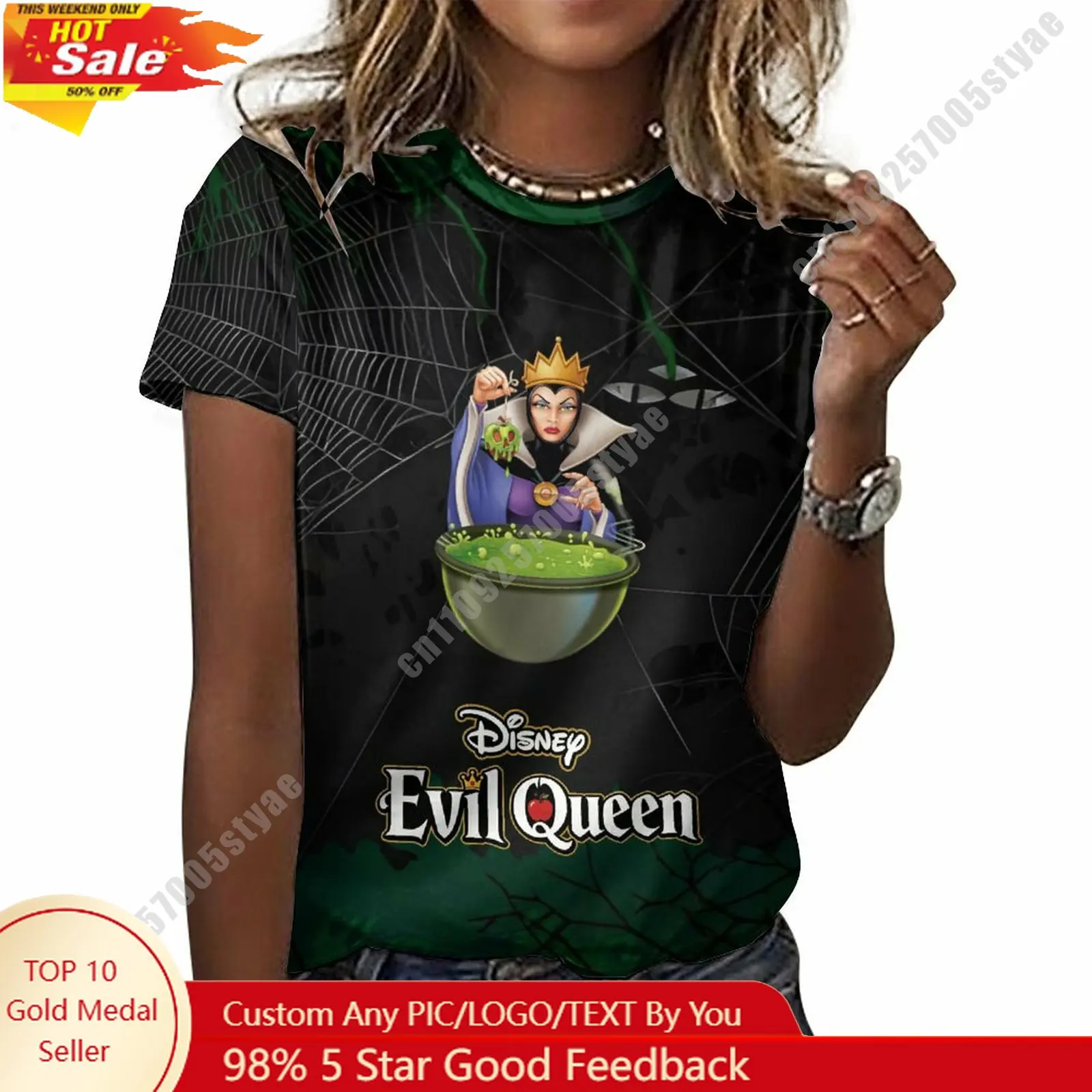 

Evil Queen T Shirt Disney Cartoon Custom Your Own Cotton Tee Personalized Photo Text Print Casual Street Style Short Sleeved Top