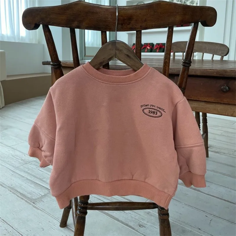 

Fashion Letter Print Baby Long Sleeve Fleece Sweatshirt Winter Plus Velvet Thick Children Casual Pullover Infant Boy Sweatshirt