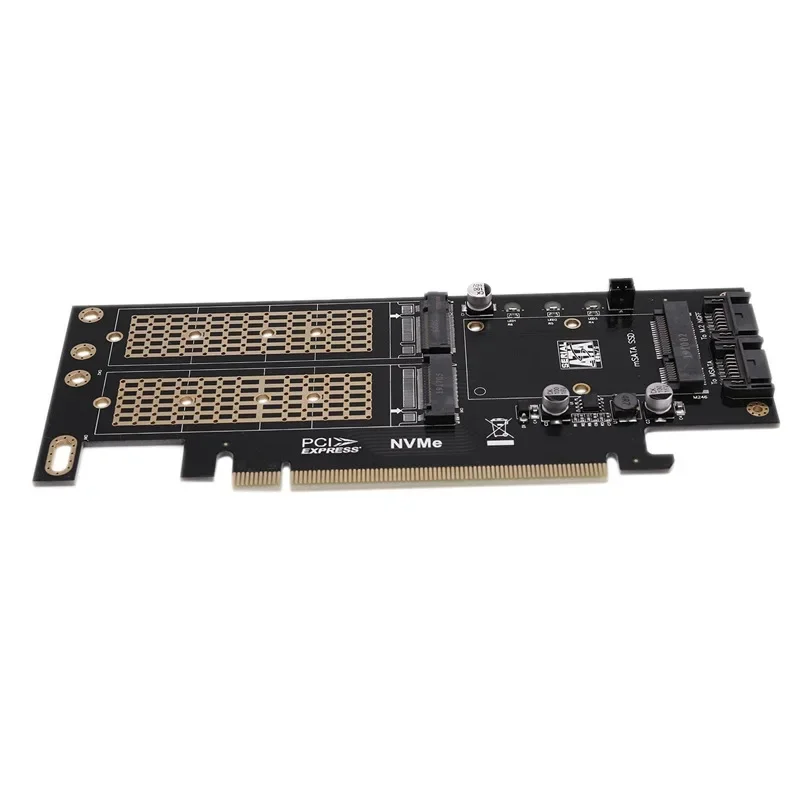 Placa adaptadora SSD NGFF e MSATA, M.2 NVME para PCIe 16X, M.2 SSD SATA para SATA 3.0, 2 Conversor de cabos SATA, 3 em 1