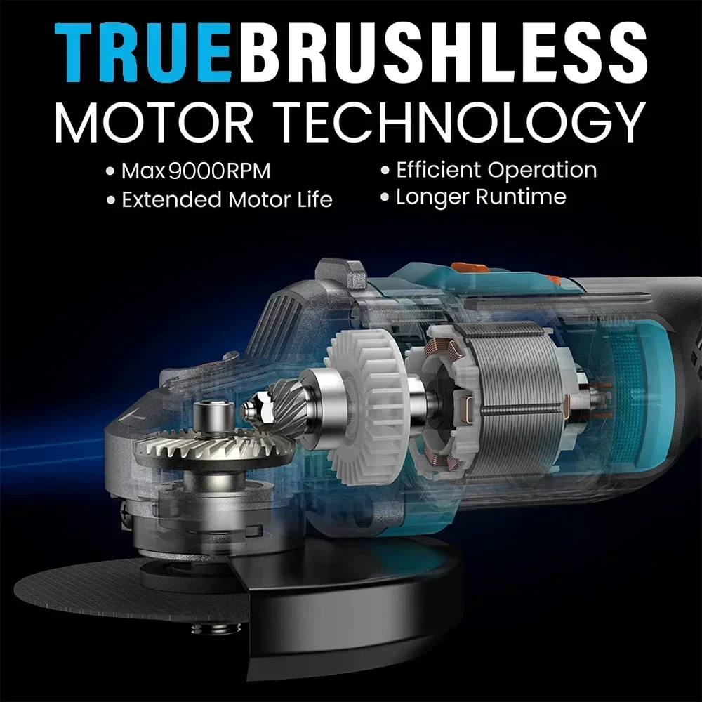 Imagem -04 - Brushless Angle Grinder para Makita Li-ion Battery Cordless Cutting Polishing Grinding 18v Battery 125 mm