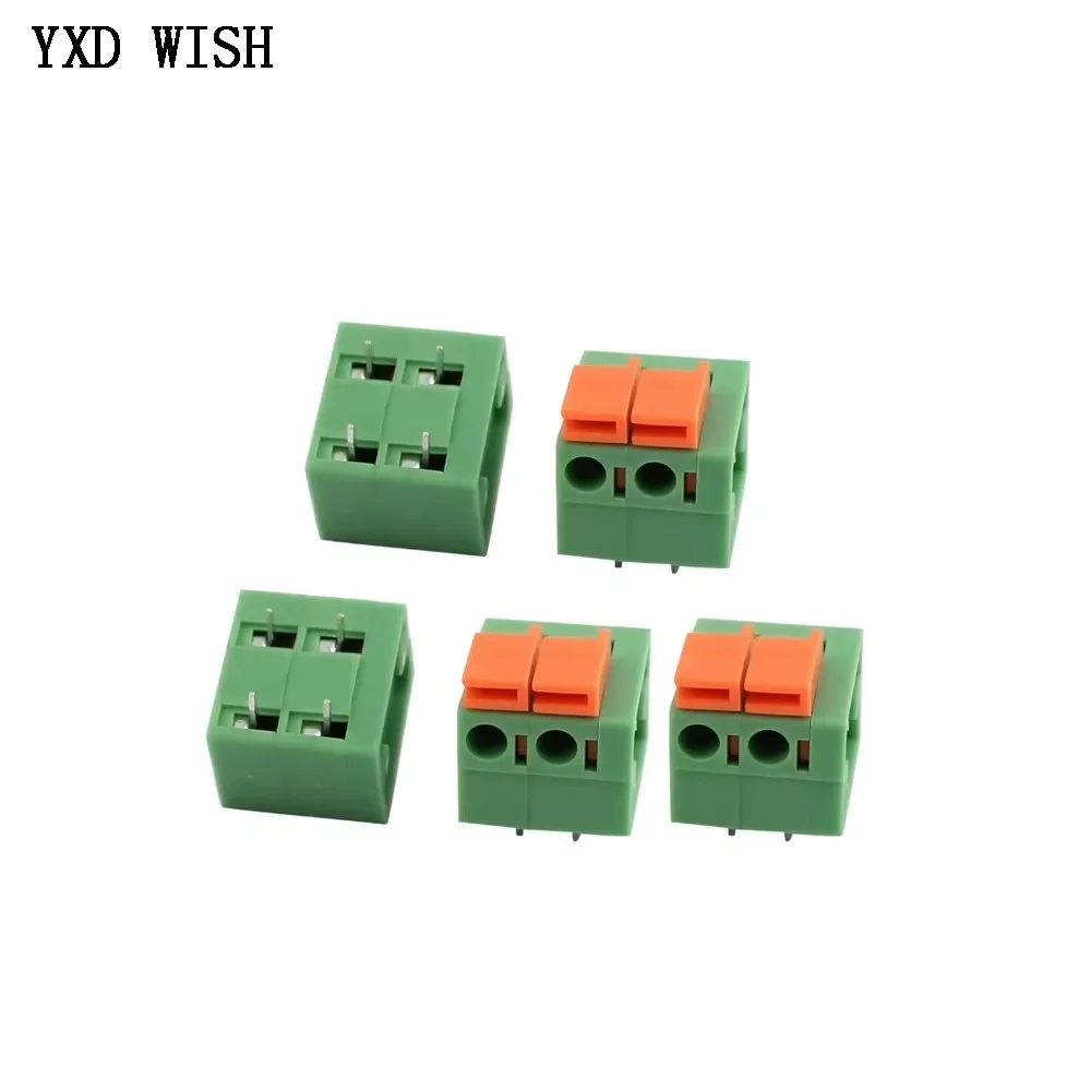 100pcs 5.08mm Pitch KF142V KF142R Push-in Spring Screwless Terminal Block Straight/Bent Foot 2/3/4/5/6/7/8/9/10P PCB Connector