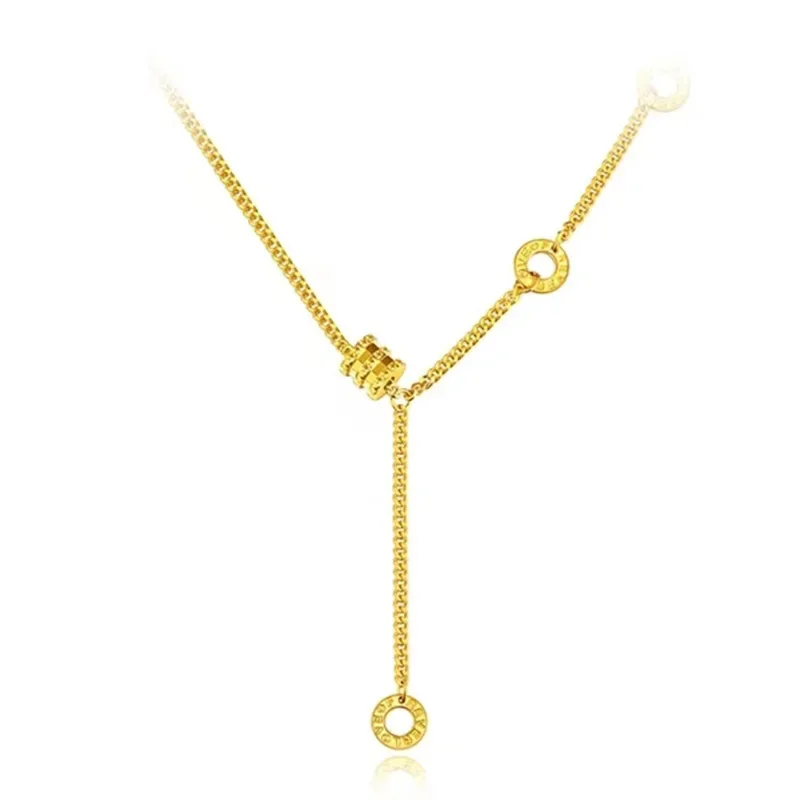 Real 24k Colar de Ouro Amarelo para Mulheres, Nicho Feminino Cadeia Clavícula, Pingente de Cintura Pequena, 9999