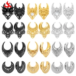 Earblity 2PCS 316 Stainless Steel Floral Saddle Ear Tunnels and Plugs Ear Gauges Stretcher Saddle Gauges Body Piercing Jewelry