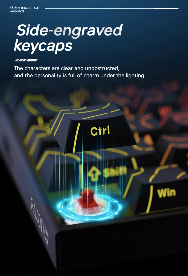 AJAZZ NK68-68% Konfigurierbare Kabelgebundene Mechanische Tastatur, mit RGB-Beleuchtung, Hot-Swap-fähige Gaming-Tastatur – Detail 7