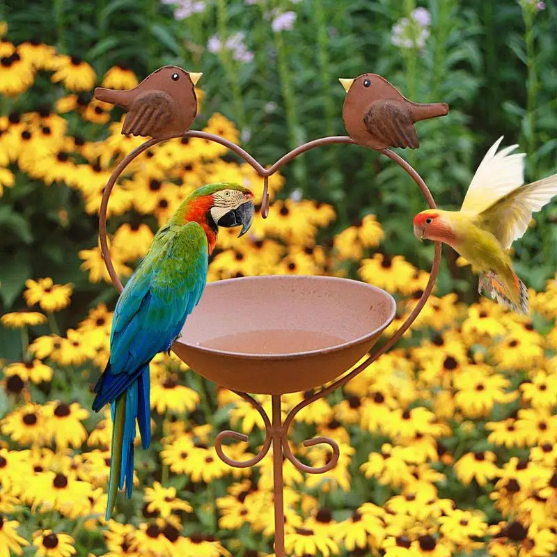 European Country Bird Feeder Ground Plug Bathing Tray Decorative Cast Bird Feeder Bird Bath for Outdoor Patio Courtyard