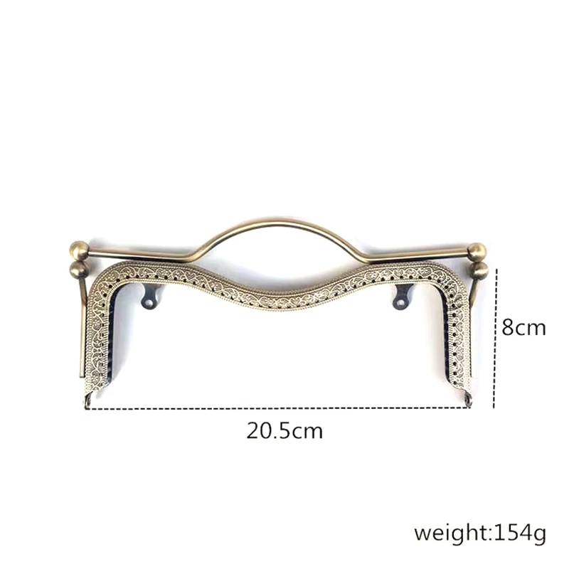 20.5cm 27cm metal bolsa quadro alça beijo fecho bloqueio para mulheres bolsa de embreagem ferragem antigo bronze saco acessórios