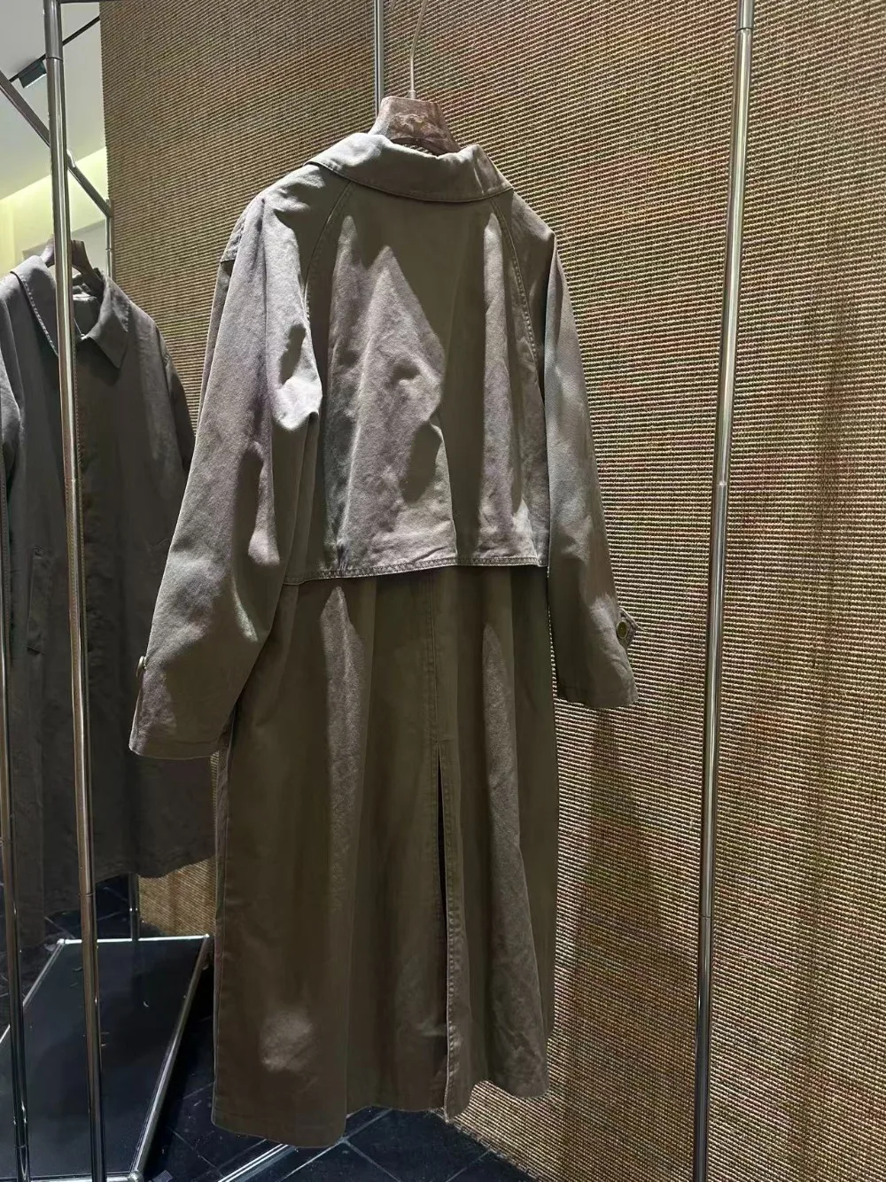 고밀도 100% 면 우아한 레트로 루즈 롱 트렌치 코트