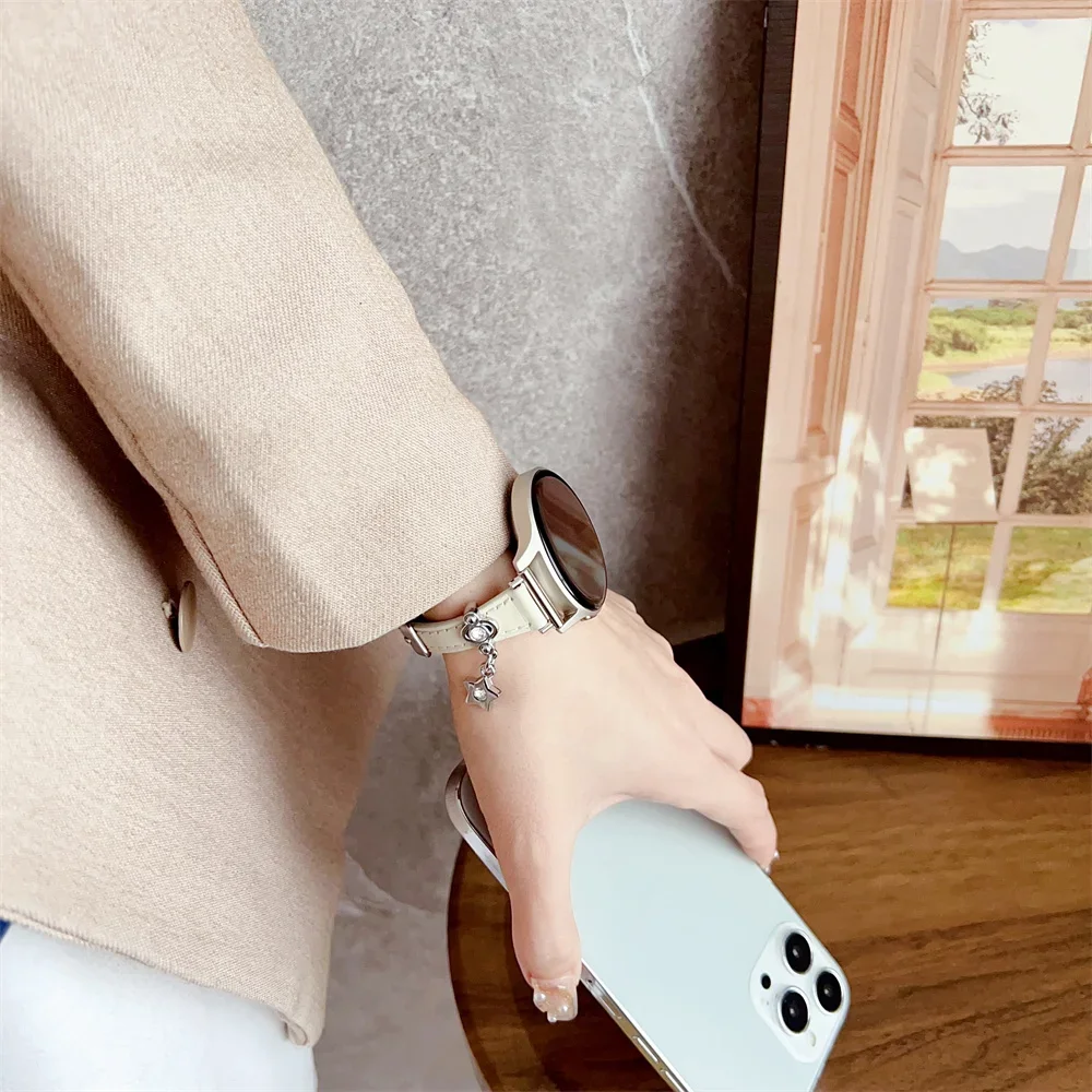 Slim Leather Band for Samsung Galaxy Watch6 Classic3 4 5Pro  Active Strap for Amazfit Bip Huawei GT2/3 40/41/42/43/44/45/46/47mm