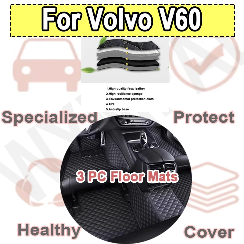 

Роскошные автомобильные коврики для Volvo V60 2018 ~ 2022 Роскошный кожаный коврик для ног Автозапчасти для интерьера Ковер Защитный пол Прочный ковер Автомобильные коврики