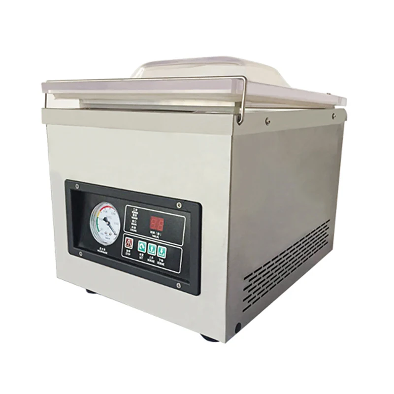 DZ-260 Stainless Steel Small Desktop Supermarket Factory Packaging Beef Fish Seafood Vacuum Sealing Machine