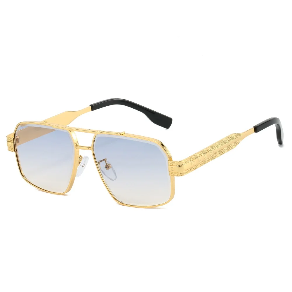 

New Double Bridge Gradient Square Women Sunglasses Luxury Brand Frame Carved Design Outdoor Travel Trend Men UV400 Gafas de sol