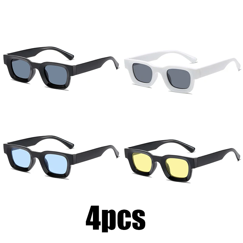 

4PCS Sunglasses Men's and Women's Fashion Hip Hop Sunglasses 2025 New European and American Fashion Thick Edge