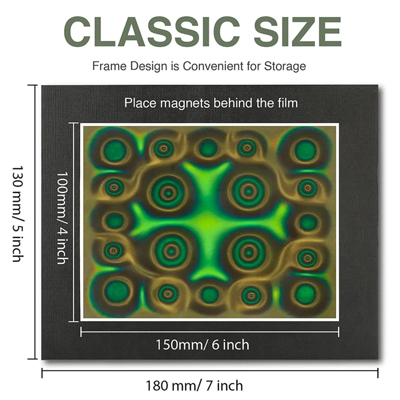 Película de visualización magnética, pantalla de flujo magnético, Detector de campo magnético, reutilizable, 6x4 pulgadas