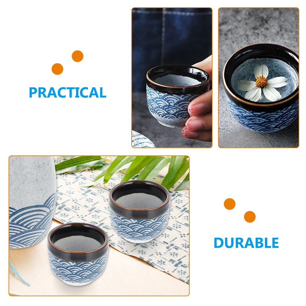 4 ชิ้นแก้วถ้วยชาญี่ปุ่นถ้วยเซรามิค Saki แบบดั้งเดิมชุดช้อนส้อม Sake เซรามิคเคลือบถ้วยชาแก้วกาแฟข้าว