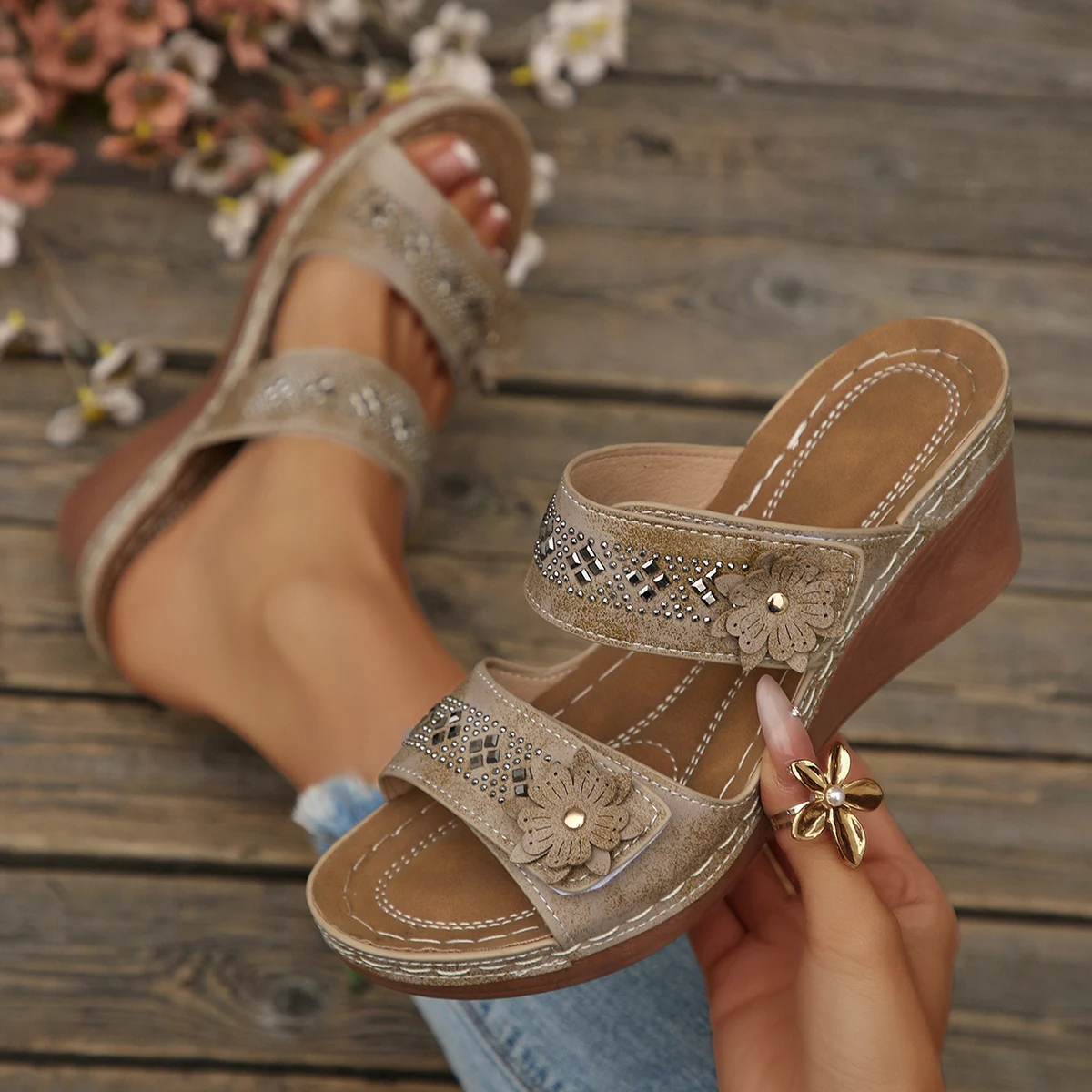 

Summer Women Wedge Sandals Premium Orthopedic Open Toe Slippers Vintage Anti-Slip Female Platform Retro Shoes Zapatos De Mujer
