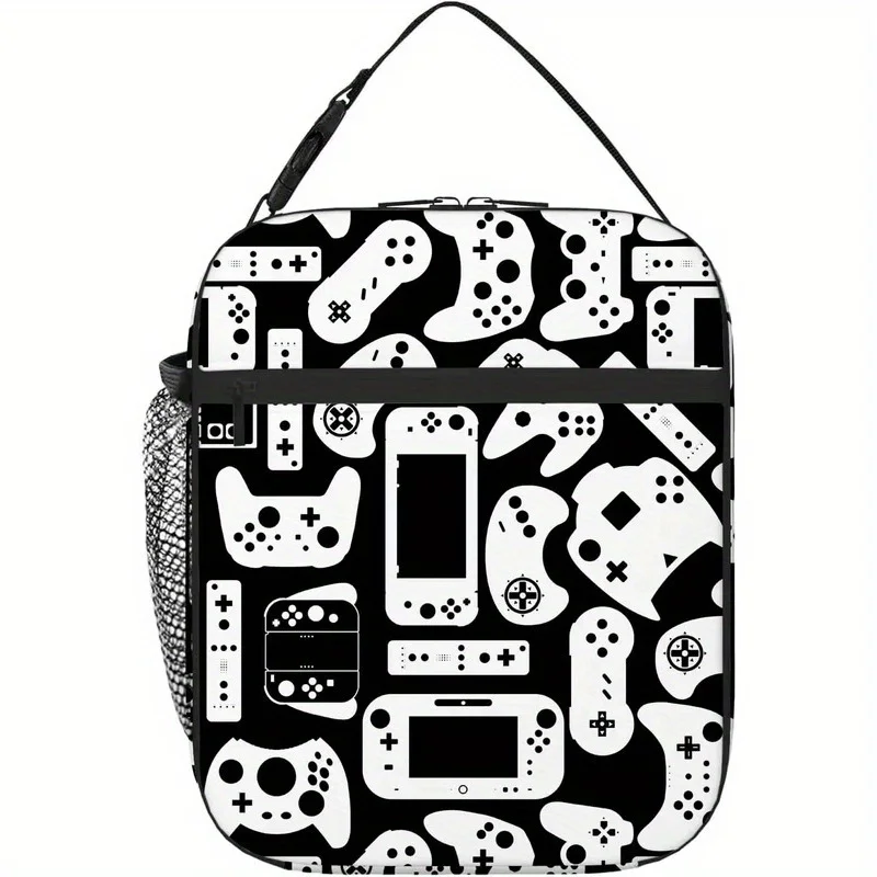 Boys Gaming Lunch Bag - Insulated Lunch Box with Game Controller Design, Oxford Fabric School Lunch Tote for Gamers