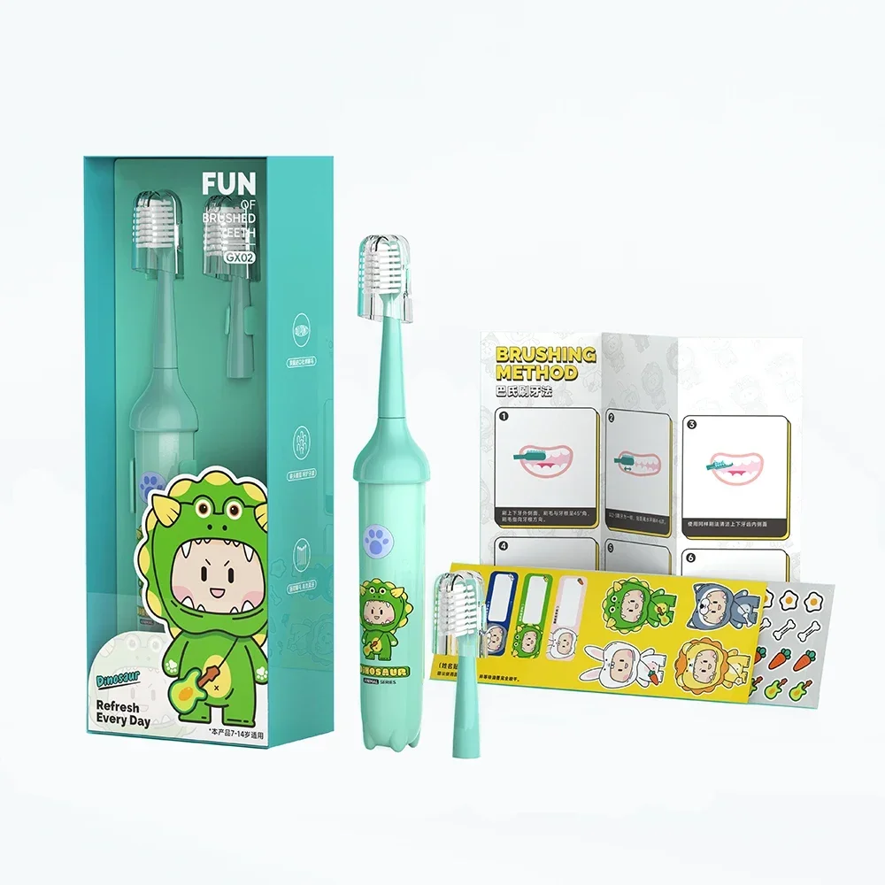 

Customized OEM Logo Gift set Cartoon Cute Rechargeable Electric Toothbrush for Kids Children